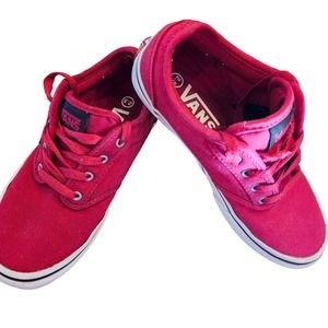 Vans size 2.5 kids red sneakers low top EUC unisex